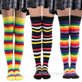 Rainbow Sexy Striped Knee Stockings For Women